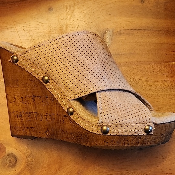 Sbicca wedge Declan sandal new size 8 natural suede - Picture 7 of 9